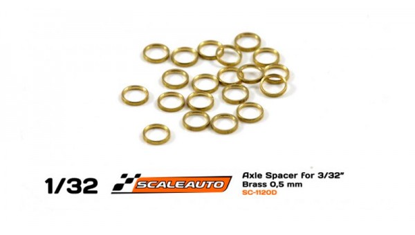 SC-1120D - Separadores 0,5mm para Eje 2.38m en Bronce Scaleauto