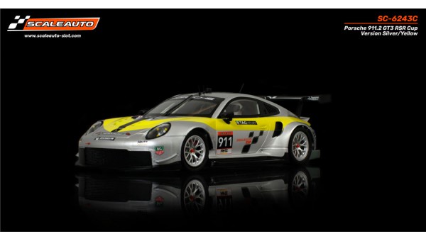 SC-6243C - Porsche 911.2 GT3 RSR Cup Version Silver/Yellow Scaleauto