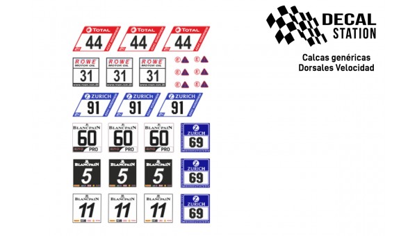 Calcas de slot. Dorsales velocidad